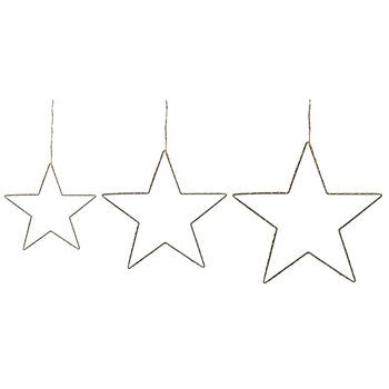 Conjunto De 3 Decoraciones De Pared Led Metal Plateado Forma De Estrella Kunnari