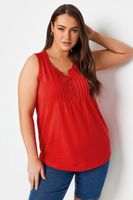 yours camiseta roja sin mangas de algodon con jaretas mujer curvy y tallas grandes yours