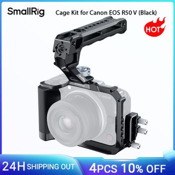 Kit de jaula SmallRig R50 V para Canon EOS R50 V negro con abrazadera de Cable de mango de silicona placa de liberación rápida Arca-Swiss integrada 5766