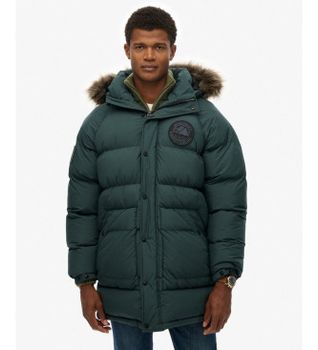 Superdry para hombre. M5012208A Parka Larga Everest Baffled verde (S), Casual, Poliéster