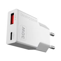mars gaming md-gan30 cargador usb gan 30w pd qc doble puerto blanco