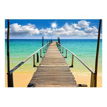 Papel Pintado 3d - Playa, Sol, Puente (350x245 Cm)