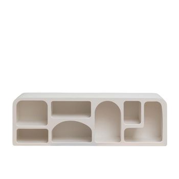 Estantería baja con 7 nichos de madera blanca