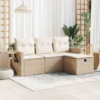 juego de sofas jardin con cojines 4 uds  juego de muebles de jardin ratan sintetico beige cfw86497
