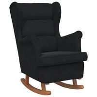 silla mecedora  sillon balancin relax  sillon de salon con patas de madera de caucho terciopelo negro