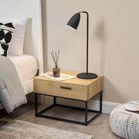 mesilla de noche lavangen con cajon metal aglomerado 39x55x40cm - roblenegro encasa