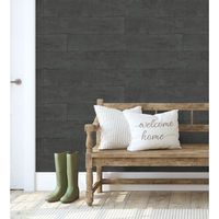 papel pintado vinilico lavable muro de bloques de piedra negra con textura en relieve - myrtos 127681 de gaulan - rollo de 10 m x 053 m