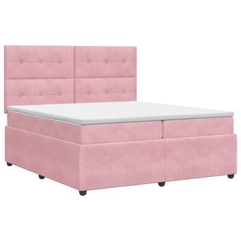 Cama Tapizada 200x200x140,5 Cm Terciopelo - Rosa
