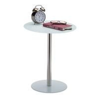 mesa auxiliar de cristal y acero inoxidable negro