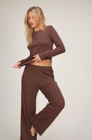 hunkemoller pantalones de pijama loose pointelle marron