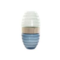 jarron cristal madera 21x21x43 azul marino