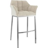 taburete de bar damaso cord con base de cuatro patas metal crema 48x64x110 cm clp