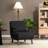 sofa cama convertible plegable silla de dormir individual respaldo ajustable cojin desmontable almohada tapizado de hogar oficina negro
