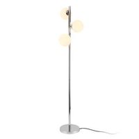 lampara de pie gent - 154 x o 25 cm - metal vidrio - 3 x e14 - cromo y blanco luxpro