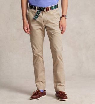 Polo Ralph Lauren para hombre. 710778778001 Pantalón chino elástico Slim Fit lavado beige (40/34), Casual, Algodón
