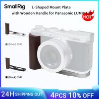 placa de montaje en forma de l smallrig con mango de madera para panasonic lumix l10 con placa de liberacion rapida arca-swiss para tripode color negroplateado