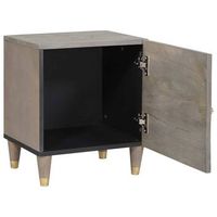 mesita de noche - mesilla de noche gris 40 x 33 x 46 cm madera maciza de mango mc6686