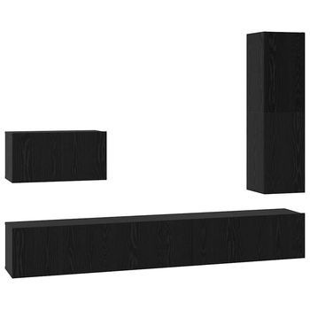 Conjunto De Mueble De Tv 4 Piezas Roble Negro 200 X 30 X 30 Cm
