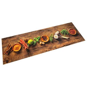 Alfombra De Cocina Lavable Terciopelo Dibujo Especias 60x300 Cm Vidaxl