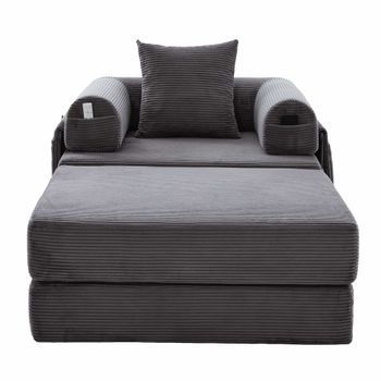 Sofá Cama Individual - Diseño Ergonómico, Estructura De Metal Estable, Cojín Incluido - Gris Oscuro