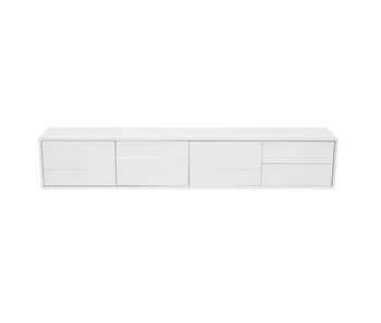 Mueble tv 170 cm - moderno, colgante o de pie, sin tiradores, 3 puertas y 2 cajones - blanco brillante