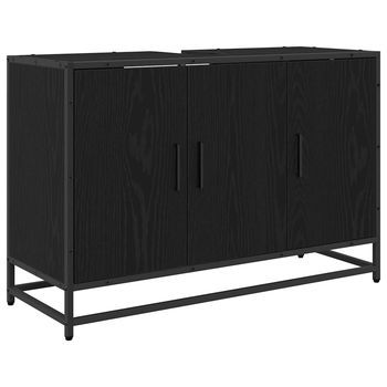 Mueble De Cuarto De Baño Con Puerta Roble Negro 90 X 33 X 60 Cm
