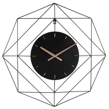 Reloj de pared de diseño lineal en acero negro, 60x60 cm