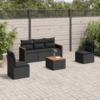 conjunto de sofas de jardin 6 uds  mueble jardin mesa y sillas y cojines ratan sintetico negro cfw188366