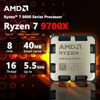 Procesador AMD Ryzen 7 9700X, 8 Núcleos, 16 Subprocesos, Arquitectura de Procesador Zen 5, Caché L3 de 32 MB, Zócalo de CPU AM5, PCIe 5.0
