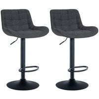 conjunto de 2 taburetes de bar con estructura de metal negro y asiento de tela negra con costuras 100004447