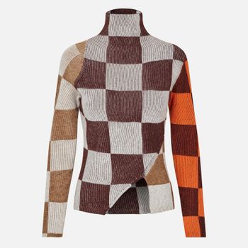 Stine Goya Asymmetric Checkered Knitted Top - S