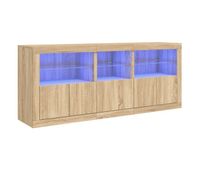 vidaxl aparador con luces led roble sonoma 162x37x67 cm