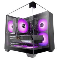mars gaming mc-visionm caja gaming compacta microatx triple cristal templado estructura doble camara soporte refrigeracion liquida hasta 240mm minitorre pc con amplia capacidad interna caja pc