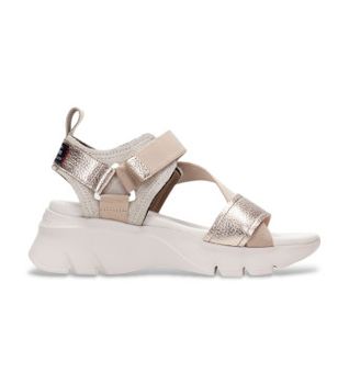Hispanitas para mujer. HV254007 Sandalias Dakar dorado (41), Piel, 3 a 5cm, Velcro, Casual