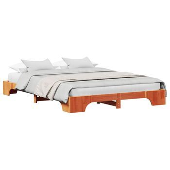 Cama Matrimonial | Cama Para Adulto | Estructura De Cama Marrón Cera 160 X 200 Cm