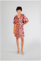 vestido tunica de raso estampado multicolored scarf