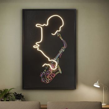 Cuadro con luz led saxofón (120x80cm.)
