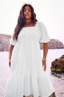 yours vestido blanco con bordados y botones de adorno mujer curvy y tallas grandes yours