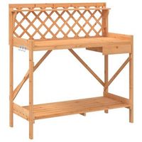 banco para macetas con enrejado madera maciza de abeto marron vidaxl