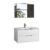 mueble de bano con espejo de 4 piezas en mdf blanco mate