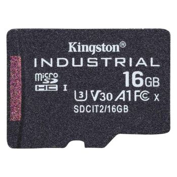 Tarjeta microSD Kingston Industrial 16GB MicroSDHC Clase 10 UHS-I U3 V30 pSLC -40°C a 85°C