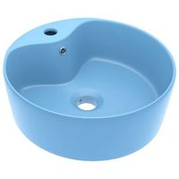 lavabo lujo con rebosadero ceramica azul claro mate 36x13 cm vidaxl
