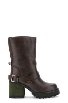 botines de piel con tobillera dark brown 40