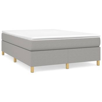 Cama Tapizada 193x140x35 Cm Tejido (100 % Poliéster), Contrachapado Y Madera Tratada - Gris