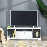 mueble de tv de melamina de madera homcom 120x30x41 cm-blanco