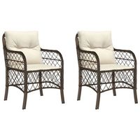 pack 2 uds sillas de jardin  silla de exterior  sillon con cojines ratan sintetico marron