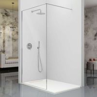 panel fijo de ducha fresh arena plata brillo  90 cm barra simple