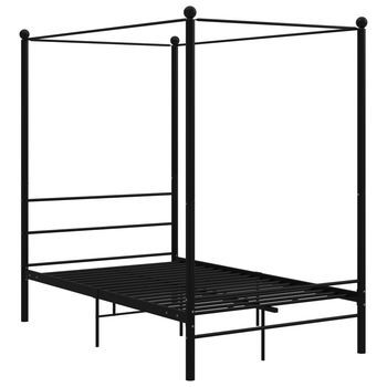 Cama Matrimonial | Cama Para Adultos | Estructura De Cama Con Dosel Metal Negro 120x200 Cm