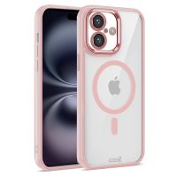 cool funda magnetica transparente con borde rosa para iphone 16