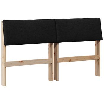 Cabecero Tapizado Negro 160 Cm Madera De Pino Macizo